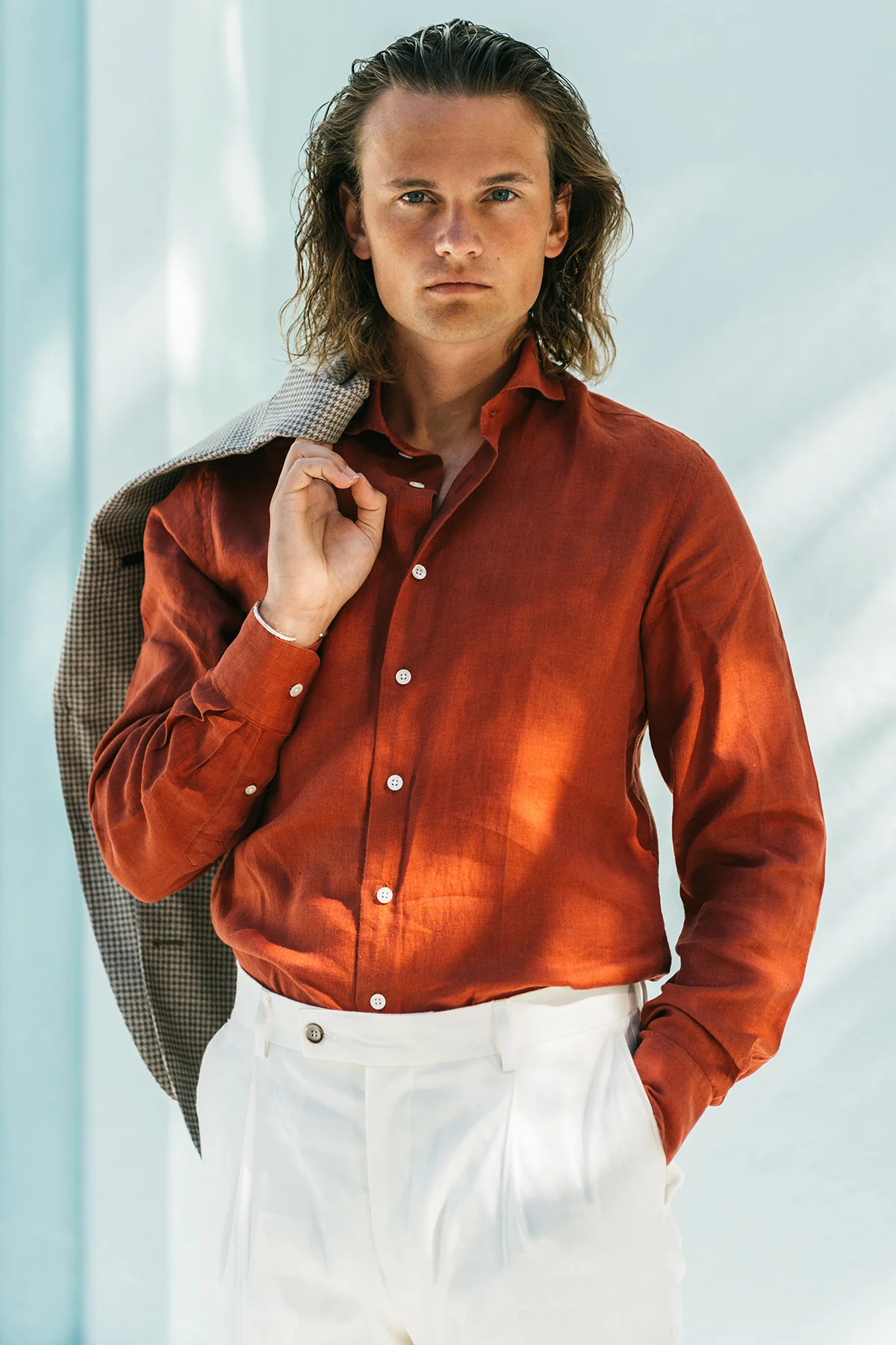 Agnelli Rust Linen Shirt - Image 3