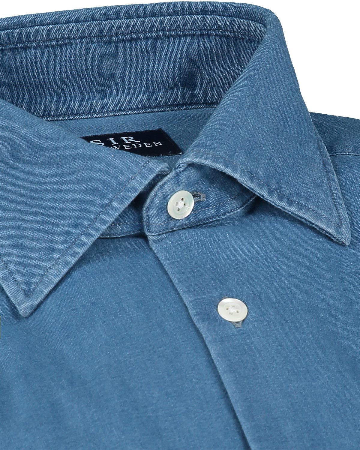 Buffett Light Blue Denim Poplin Shirt - Image 4
