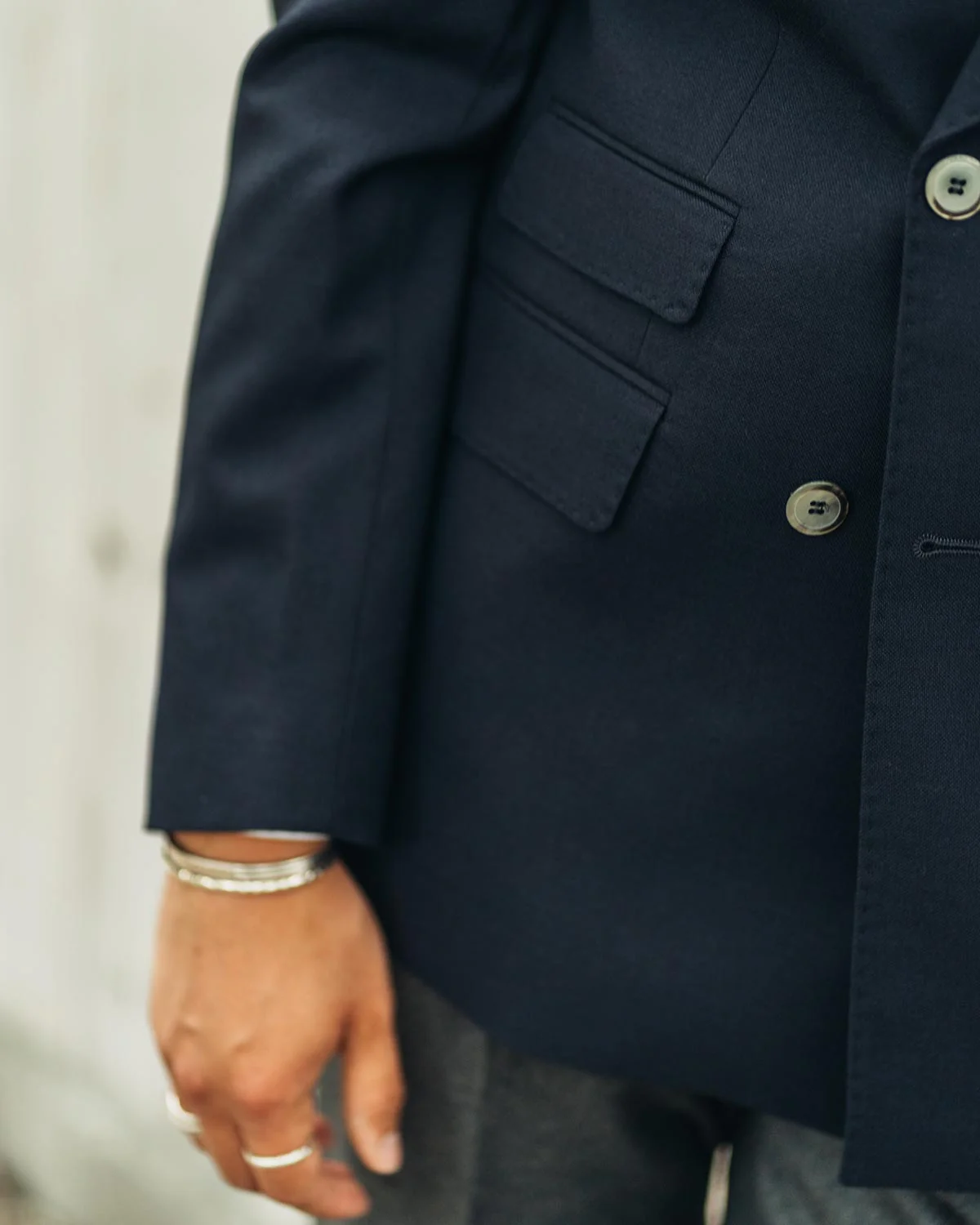 Bugsy Navy Blue Double Breasted Jacket - Image 3
