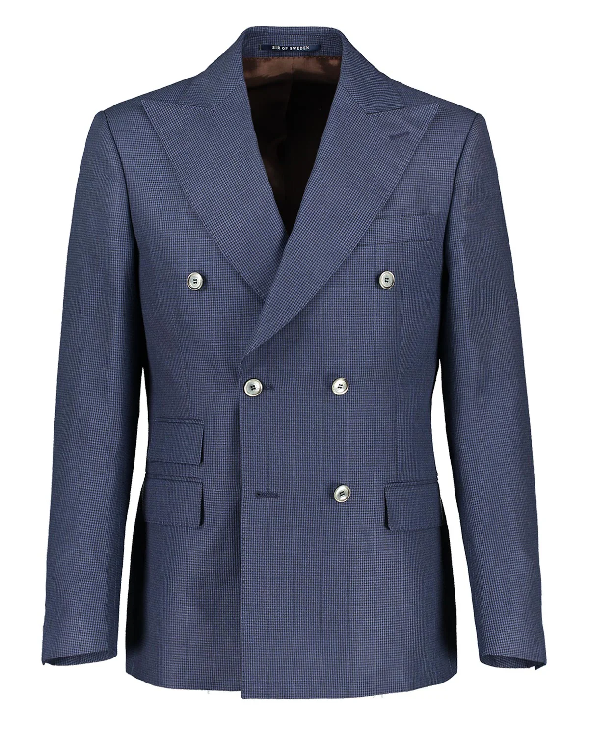 Bugsy Navy Houndstooth Linen Wool Jacket