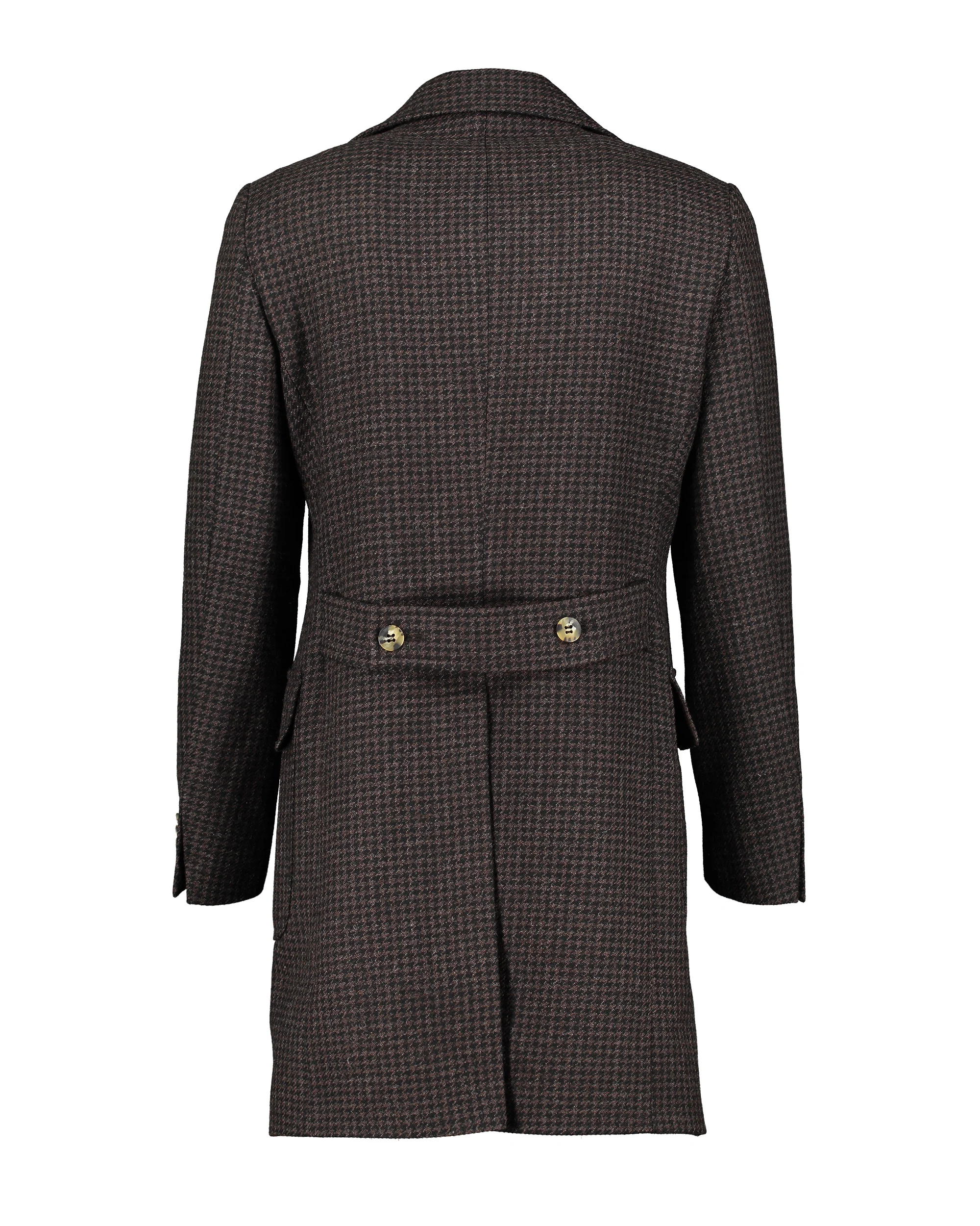 Corleone Brown Houndstooth Double-Breasted Polo Coat - Image 3