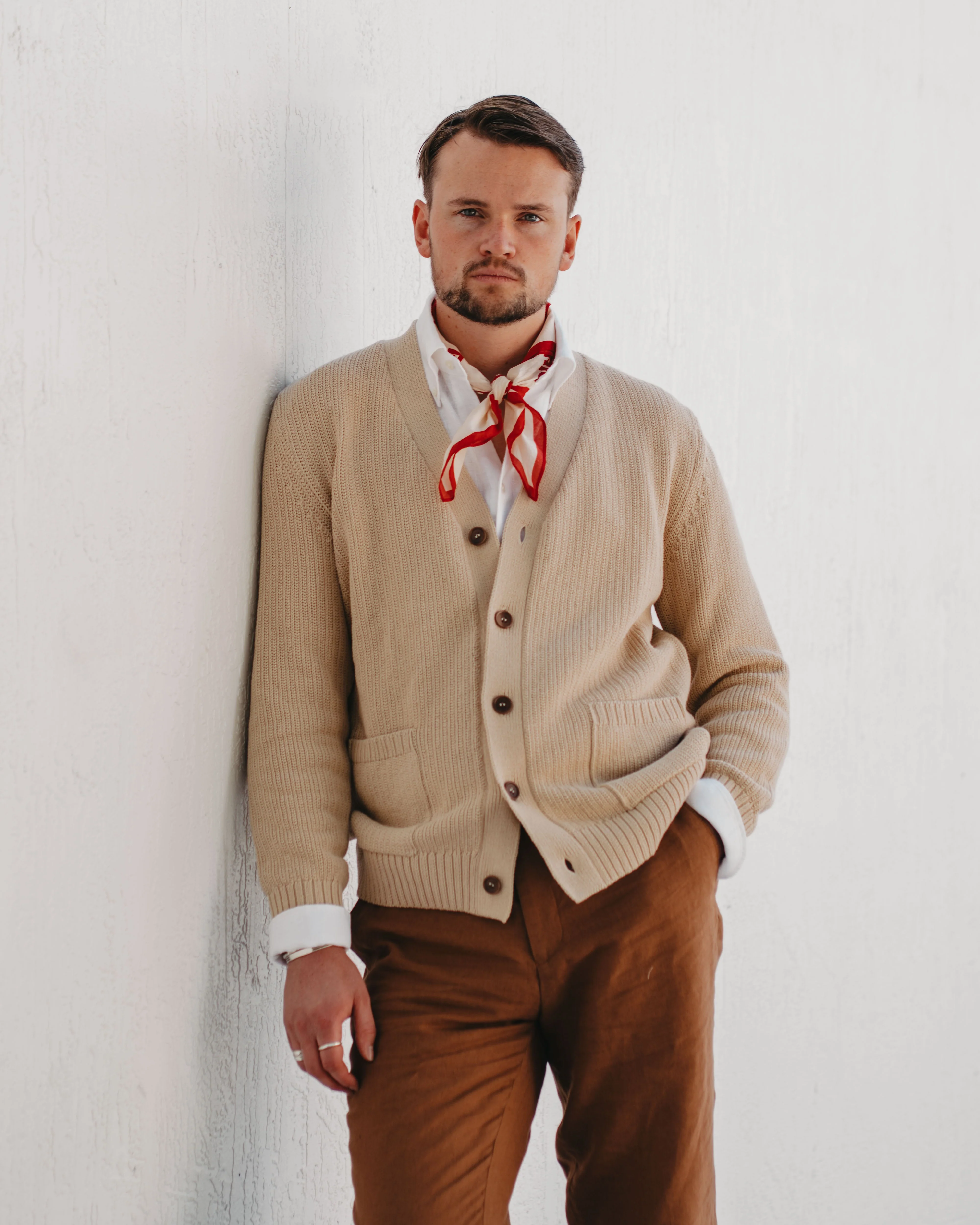 Drake Beige Jacquard Knitted Cardigan - Image 3