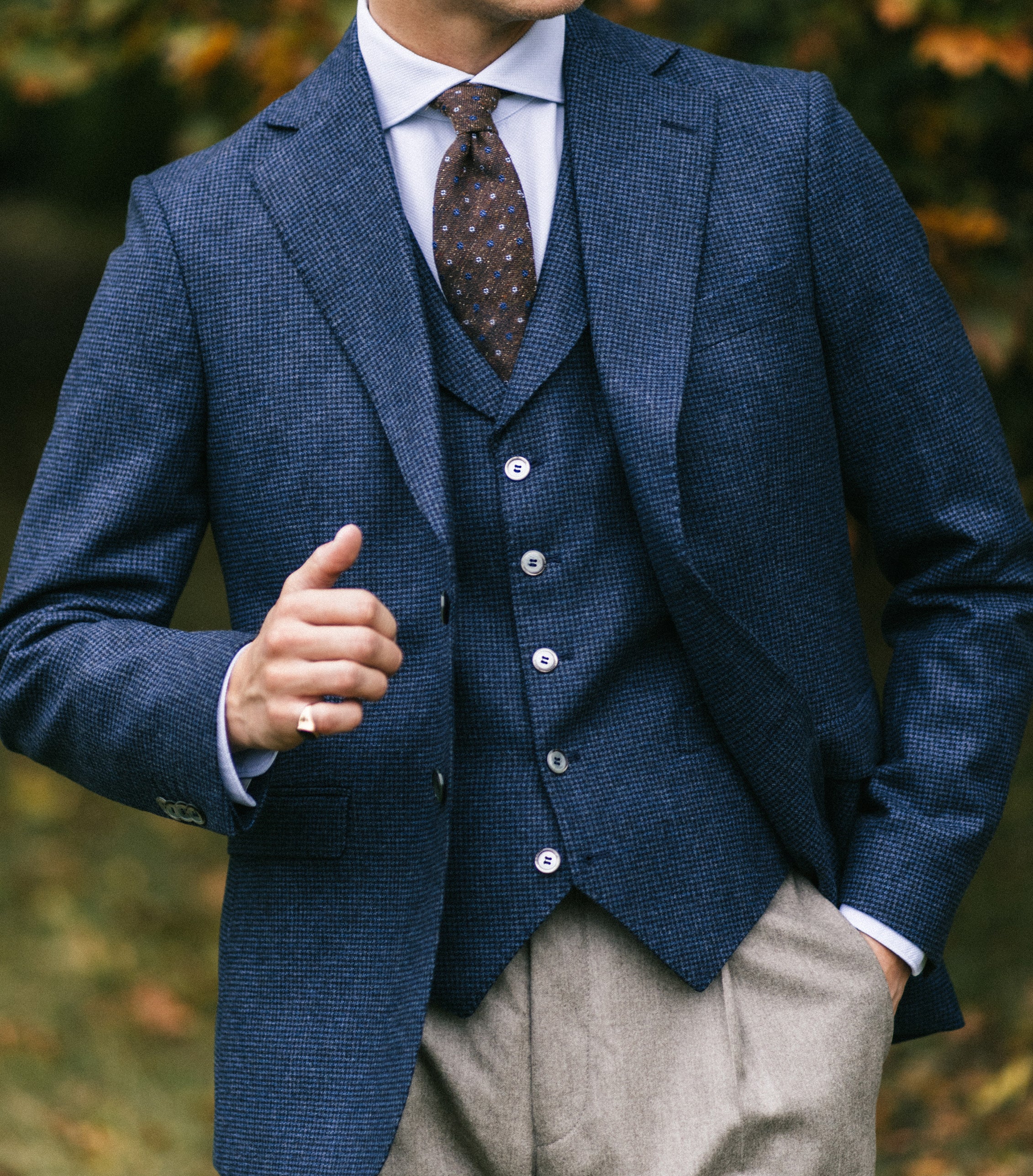 Eliot Blue Houndstooth Flannel Jacket - Image 2