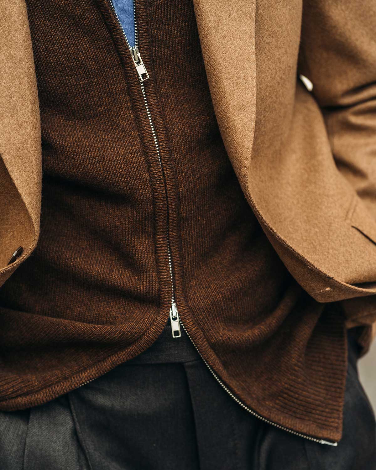 Ivar Brown Full Zip Sweater - Image 3