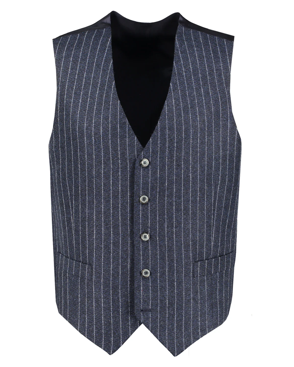 Jack Blue Chalk Stripe Flannel Waistcoat