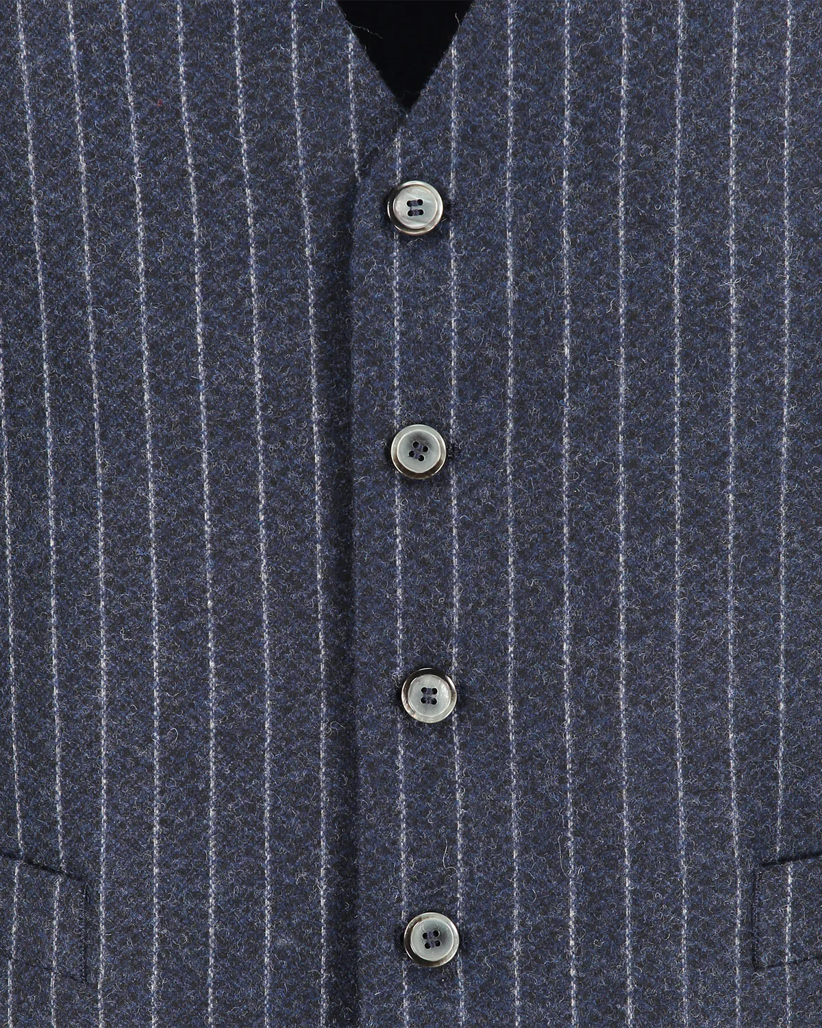Jack Blue Chalk Stripe Flannel Waistcoat - Image 3
