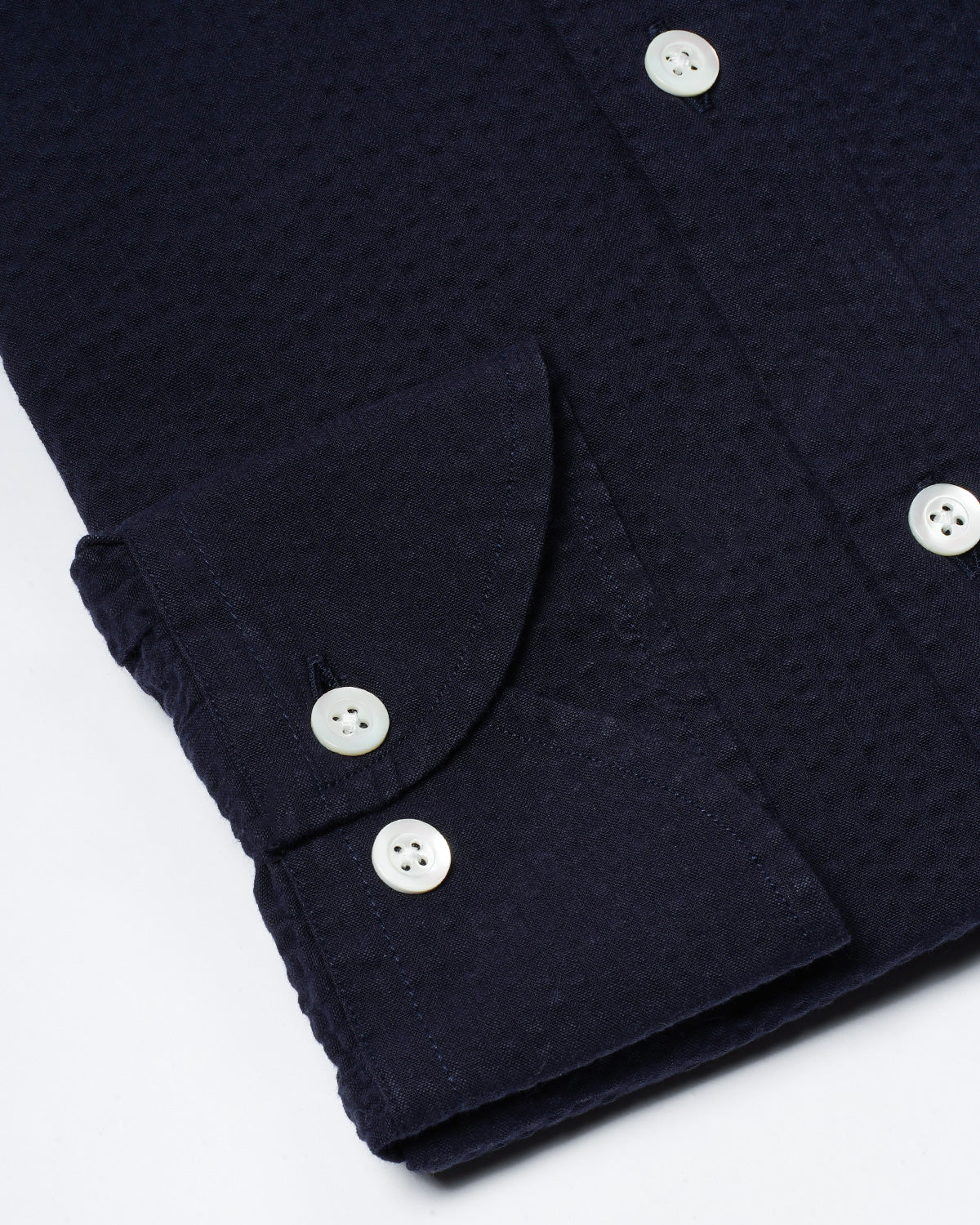 Jerry Navy Blue Seersucker Shirt - Image 3