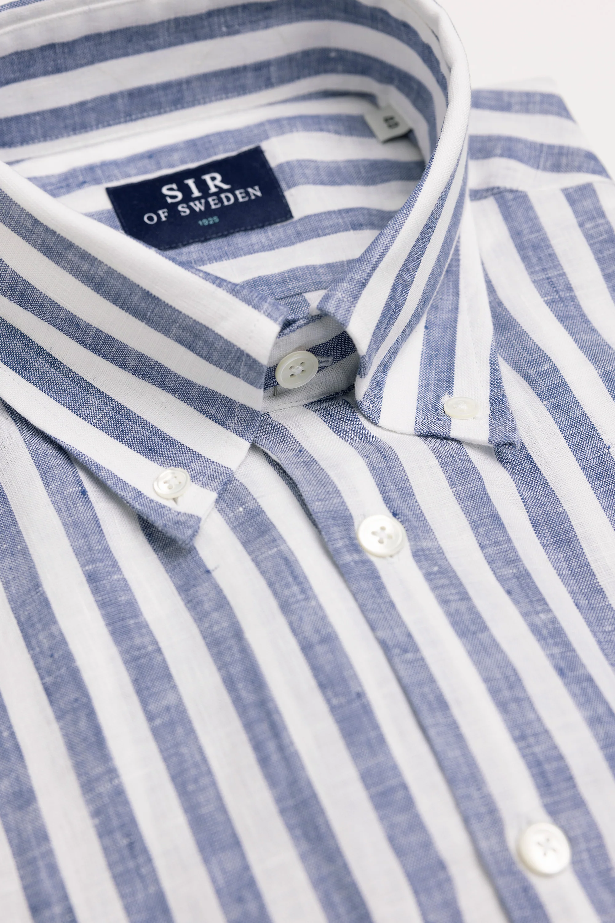 Jerry Navy Blue Striped Linen Shirt - Image 2