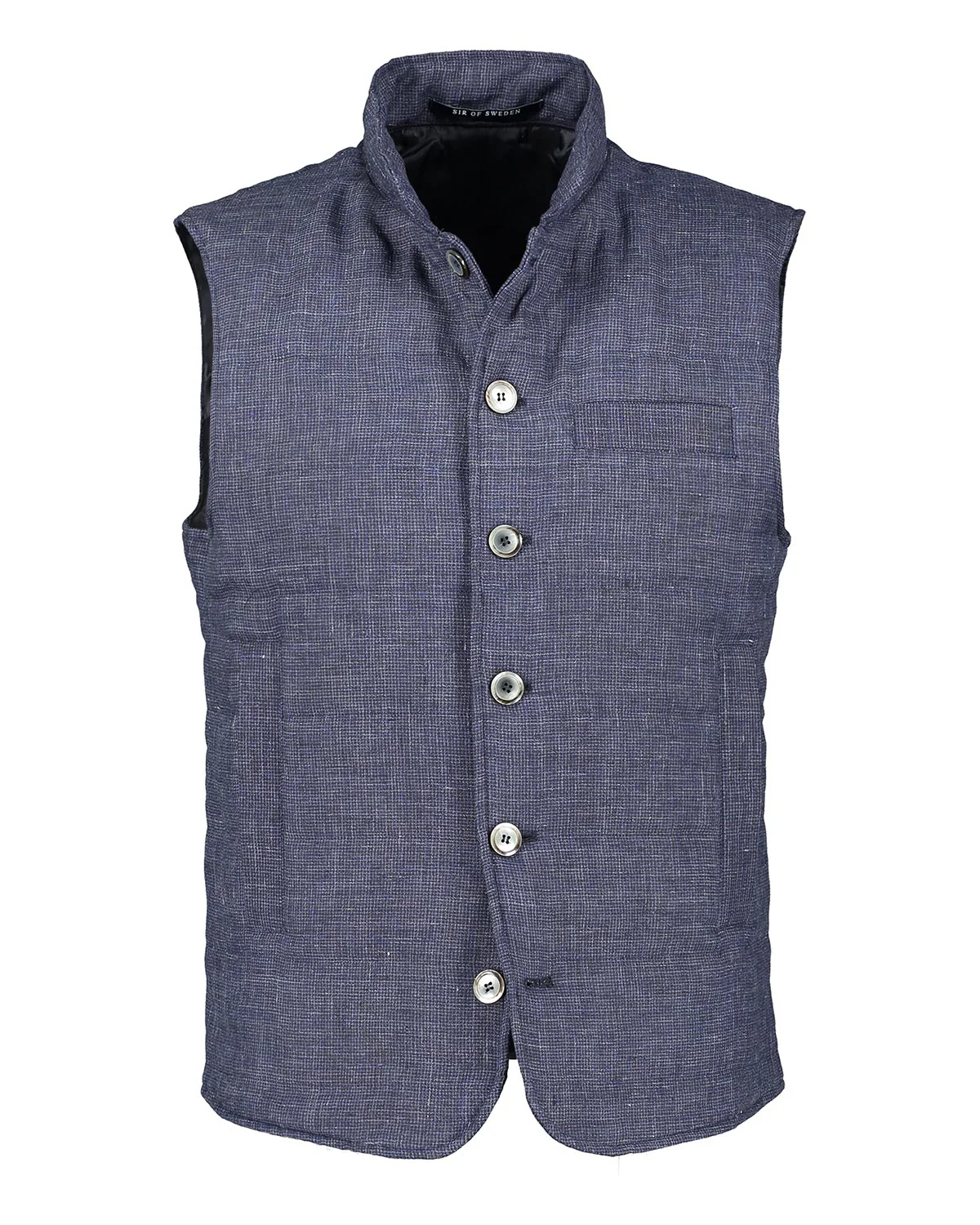 Kim Navy Houndstooth Linen Vest