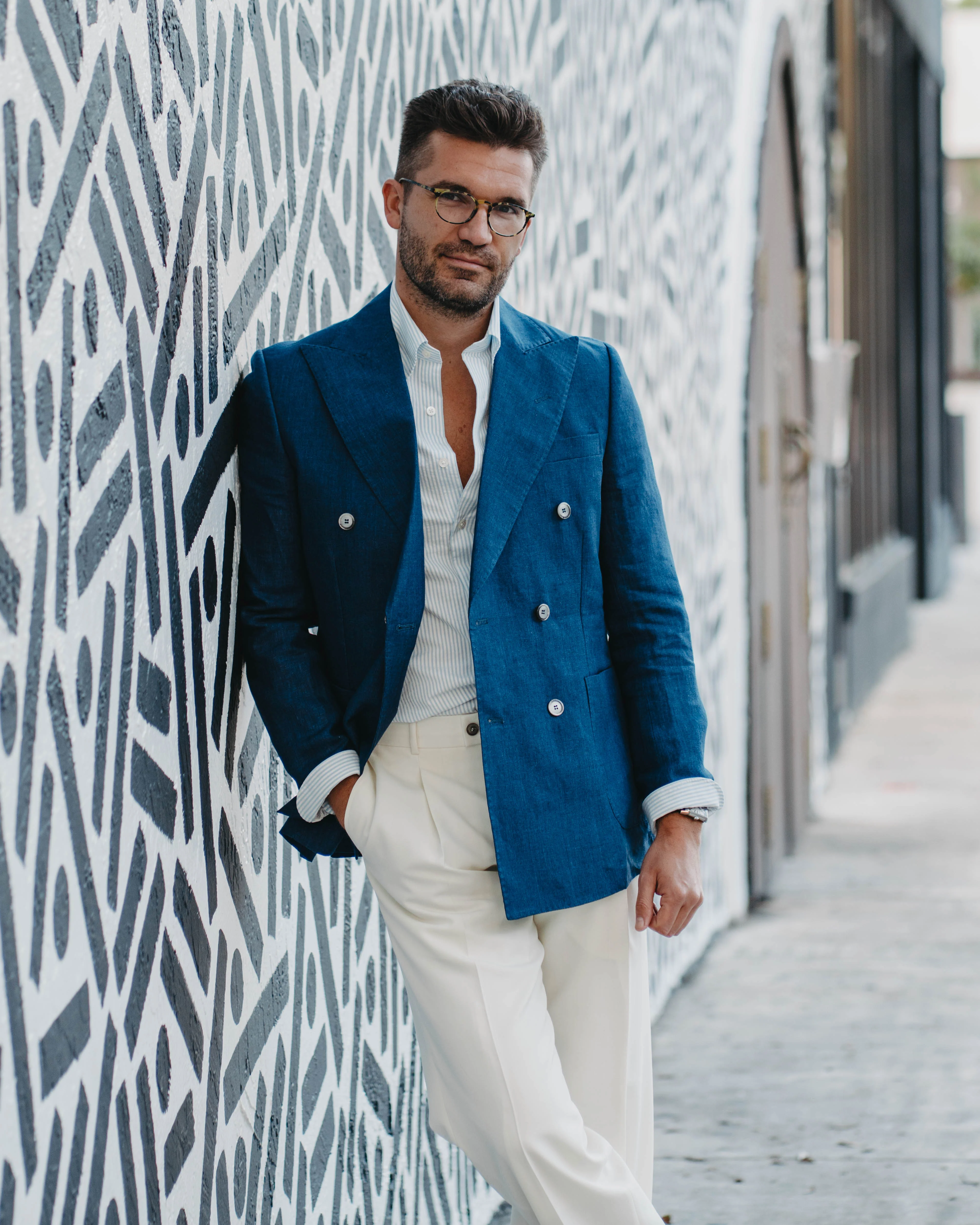 Malone DB Navy Linen jacket - Image 5