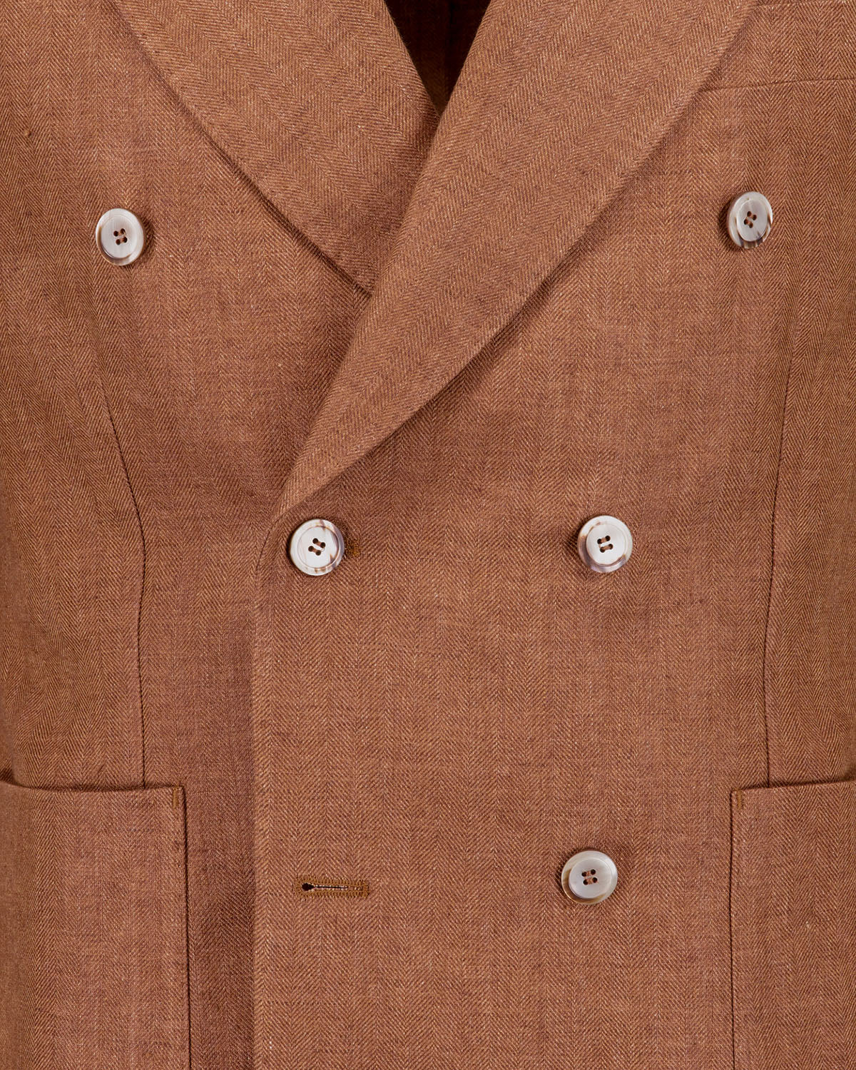 Malone DB Herringbone Tobacco Linen Jacket - Image 3