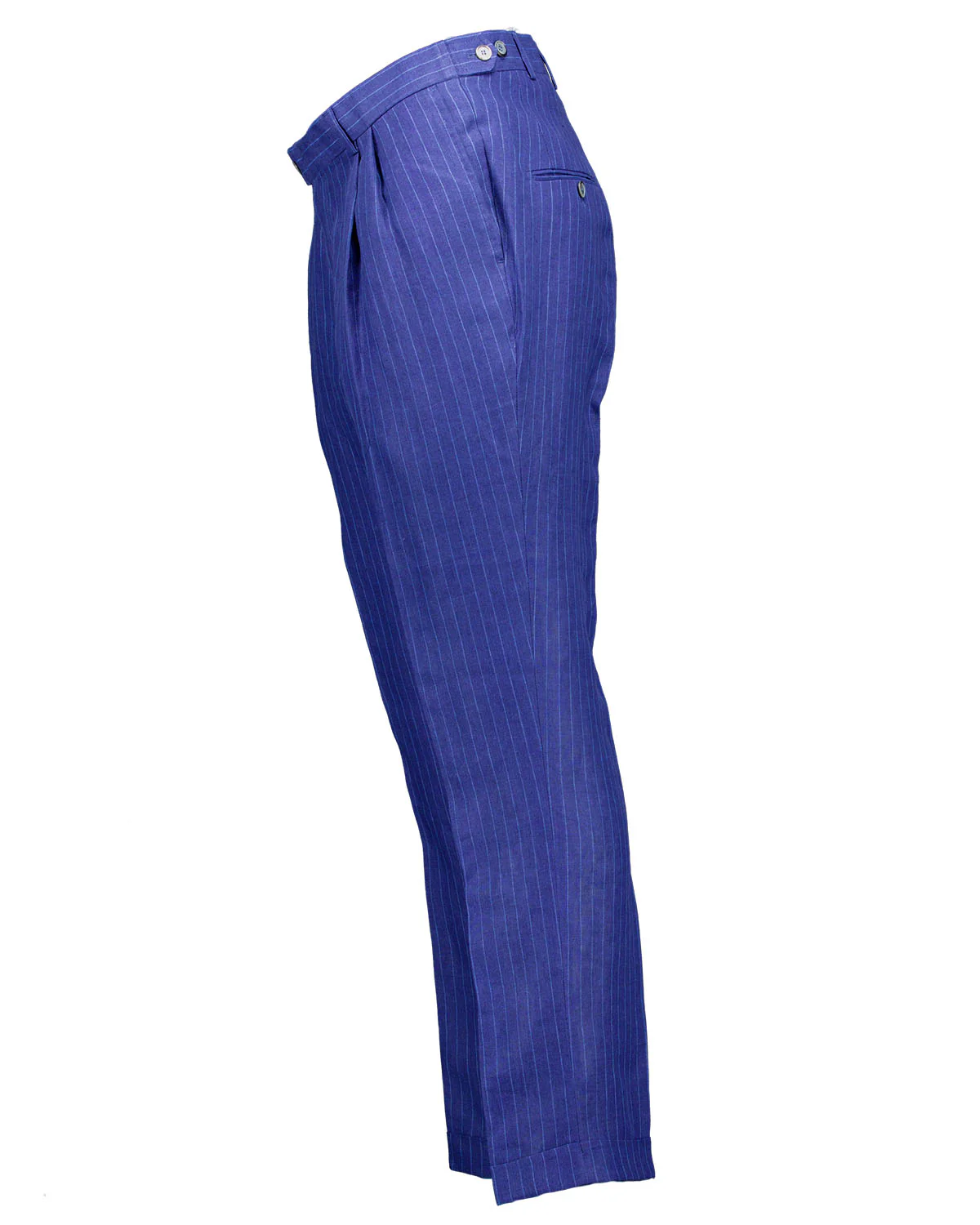 Malone Blue Striped Linen DB Suit - Image 5