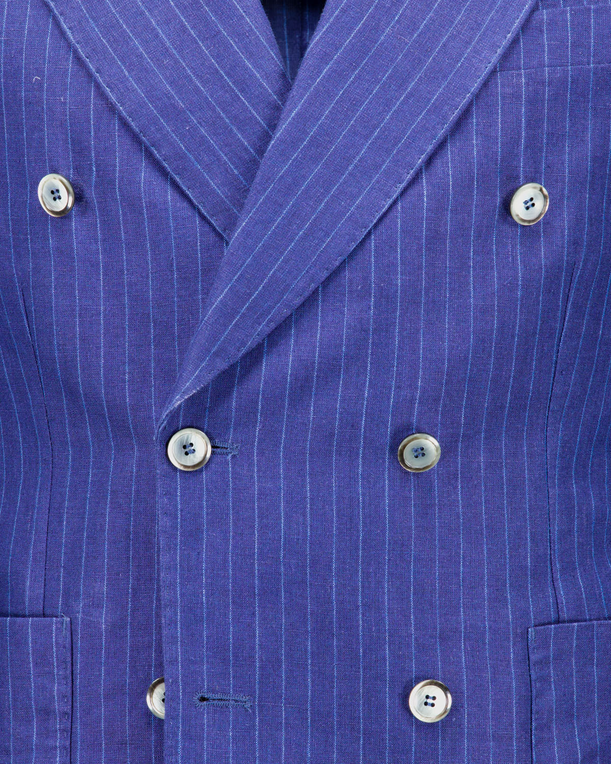 Malone Blue Striped Linen DB Suit - Image 6