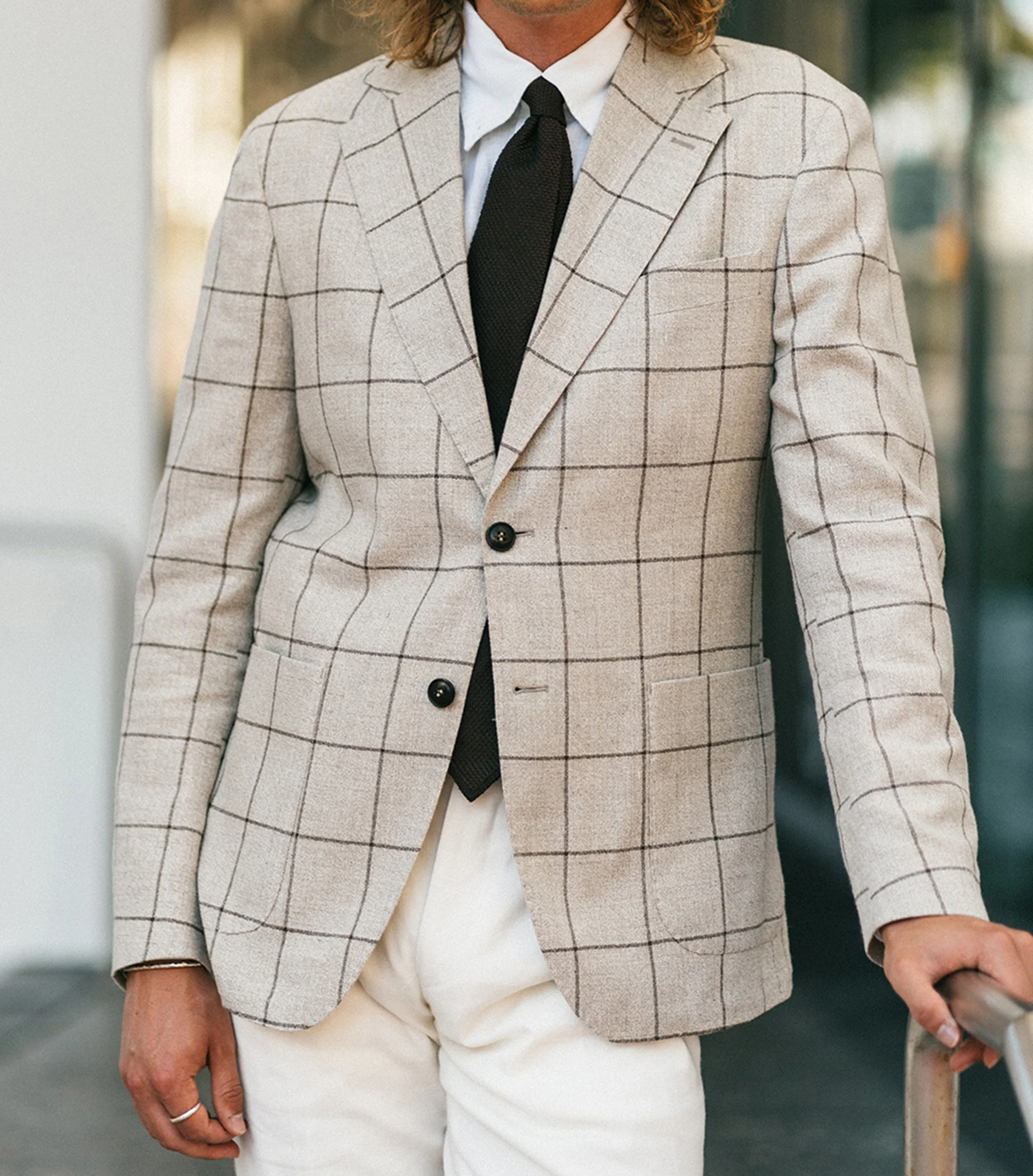 Riviera Beige Windowpane Jacket - Image 2