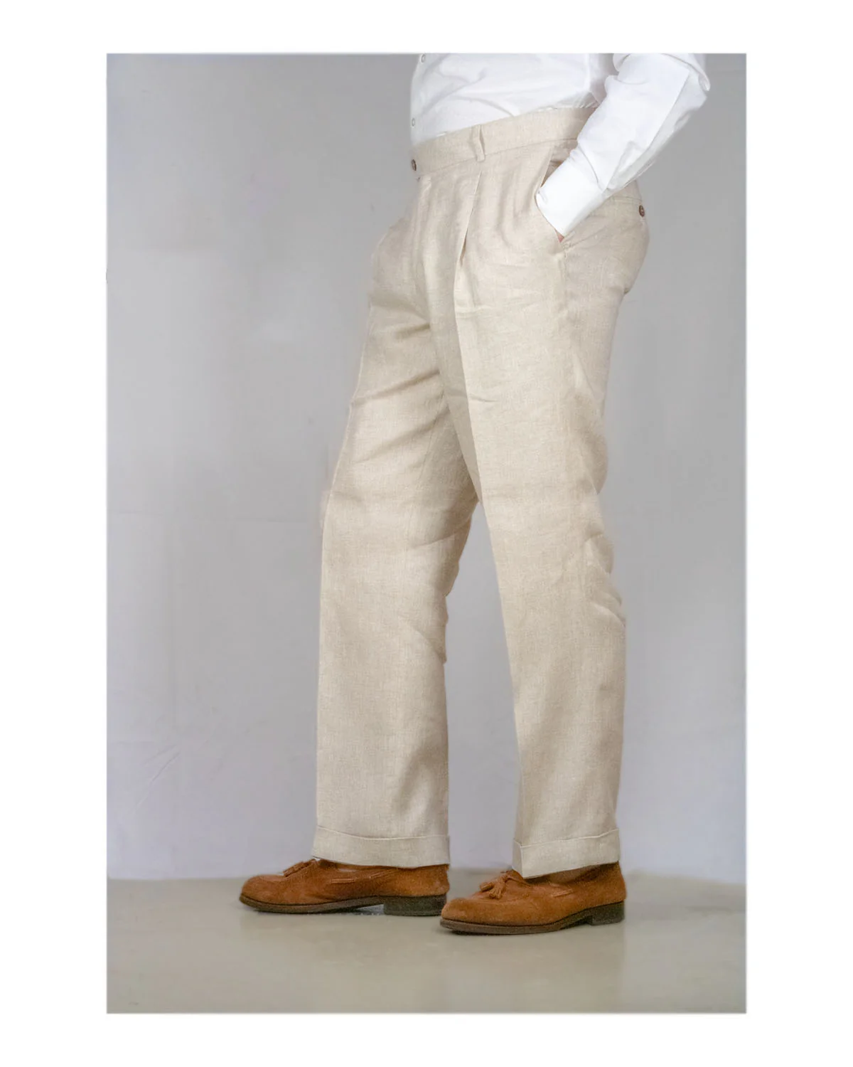 Sonny Wide Beige Linen Trousers - Image 3