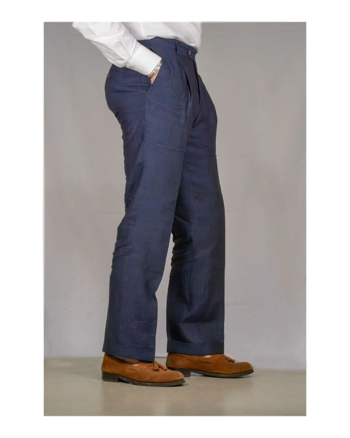 Sonny Wide Blue Linen Trousers - Image 2