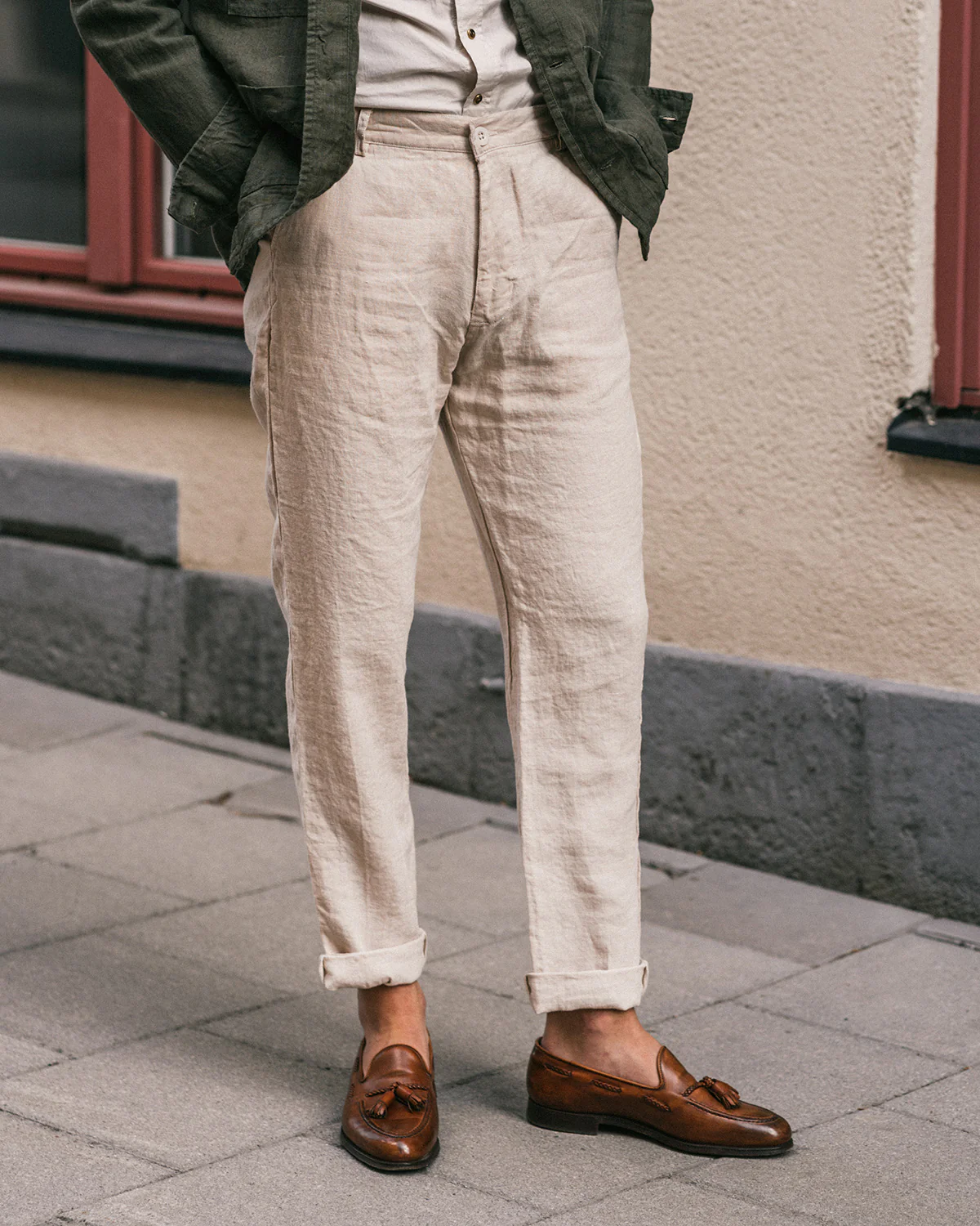 Walden Beige Linen Trousers - Image 2